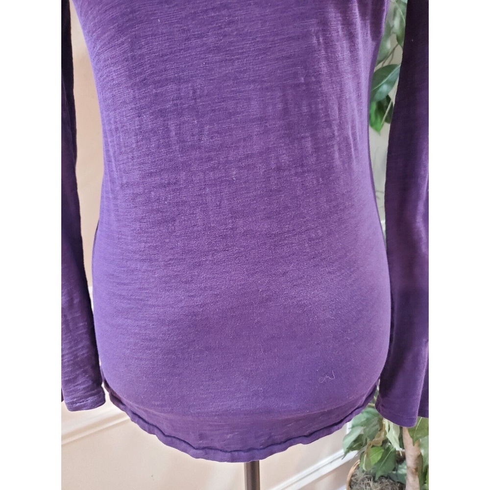 Loft Womens Purple Solid 100% Cotton Cowl Neck Long Sleeve Top Blouse Size Small - Picture 3 of 10